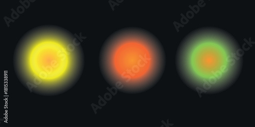 Three glowing orbs with intricate designs, radiating light and energy against a dark, contrasting background