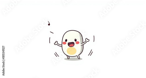 A funny cartoon Easter egg wearing a winter hat, blending cute animal illustration with happy Christmas holiday design