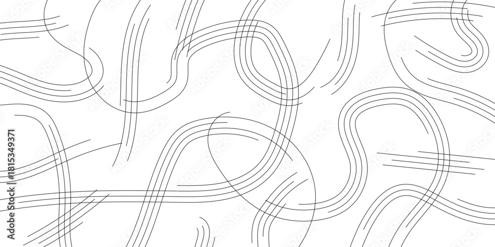 Fototapeta premium Abstract black and white background with a pattern of thin, flowing, and overlapping curved lines.