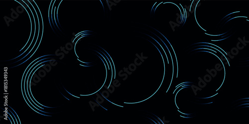 Abstract digital art featuring glowing cyan swirls and curved lines creating a sense of motion on a black background.