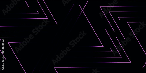 Abstract futuristic background with glowing purple neon lines forming geometric patterns on a black backdrop.