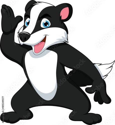 Cute badger waving