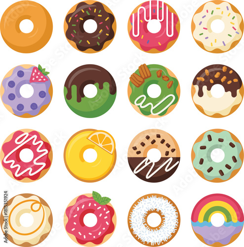 Set of different sweets vector icon
