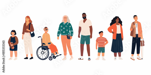 Diverse group of people standing together representing inclusion and community