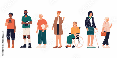 Diverse group of people standing together representing inclusion and community