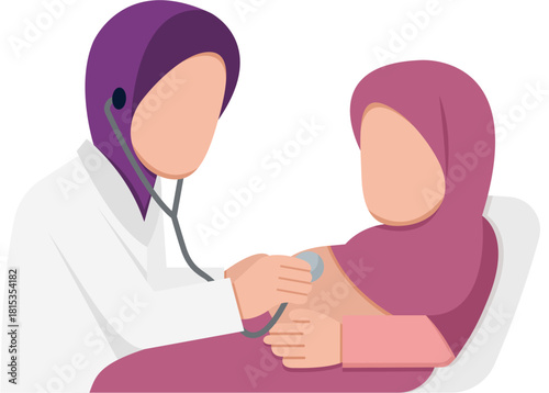 Muslim Doctor Examining Pregnant Woman