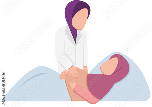Muslim Doctor Examining Pregnant Woman