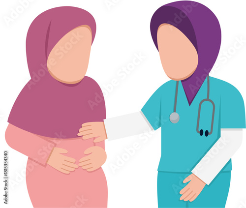 Muslim Doctor Examining Pregnant Woman