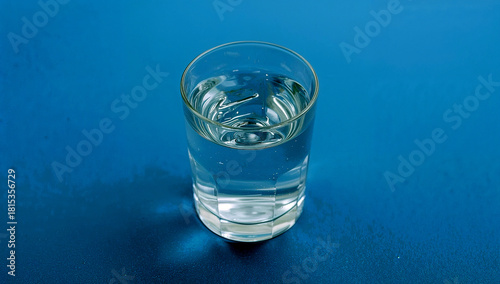 Wallpaper Mural Refreshing glass of clear water on a blue surface Torontodigital.ca