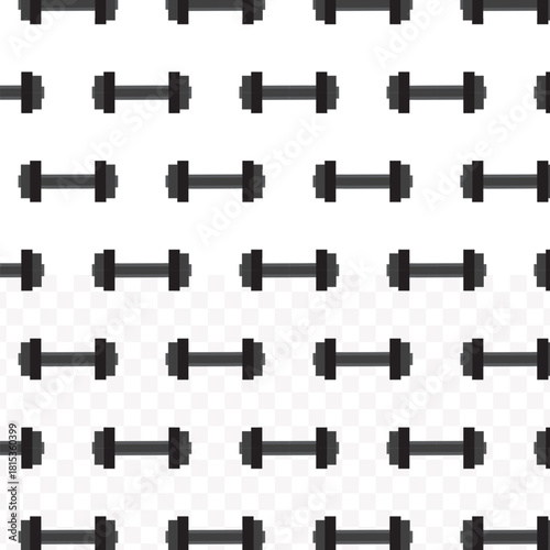 Pixelated Style Detailed Dumbbell Fitness Equipment Gym Seamless Pattern