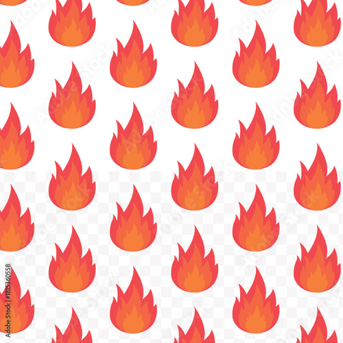 Simple Flat Design Repeating Flame Pattern Red and Orange Illustration