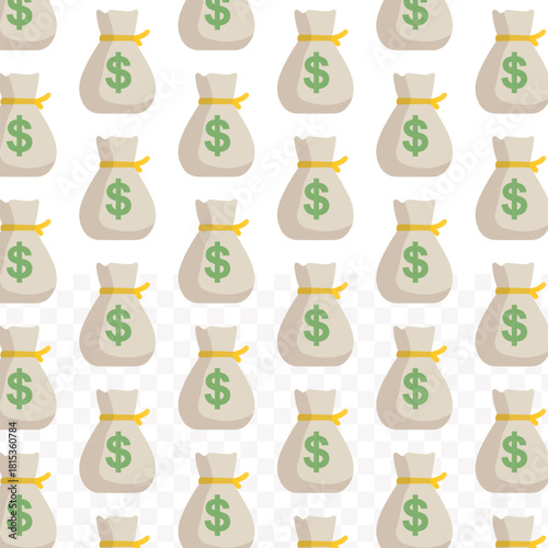 Simple Flat Style Money Bag Repetitive Seamless Pattern Background Finance