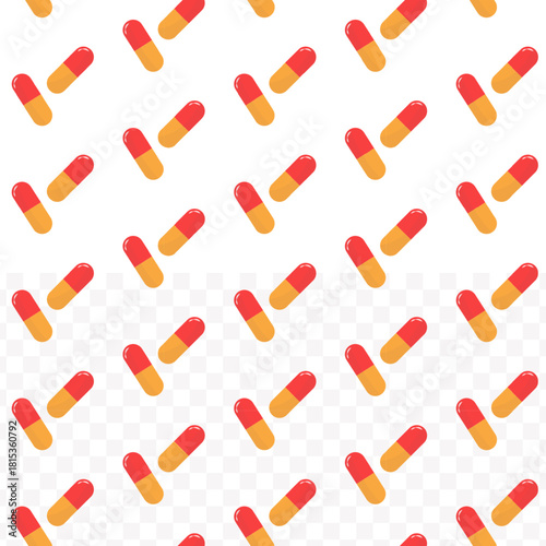 Simple Flat Style Capsule Medical Pattern in Red and Orange Color
