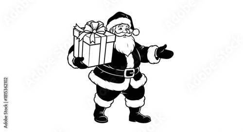 Santa Claus bring a present vector ilustration 
