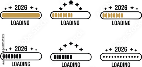 Loading 2026: Progress Bars with Stars and Year Indicators
