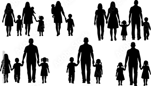 family silhouette, family bundle, family clipart, family svg, family png, family eps, family vector, parents silhouette, kids silhouette, mom dad kids, couple silhouette, children silhouette, family w