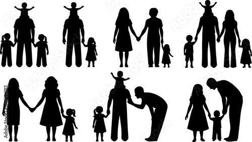 family silhouette, family bundle, family clipart, family svg, family png, family eps, family vector, parents silhouette, kids silhouette, mom dad kids, couple silhouette, children silhouette, family w