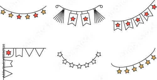 Festive Bunting and Star Garlands for Celebrations and Decorations