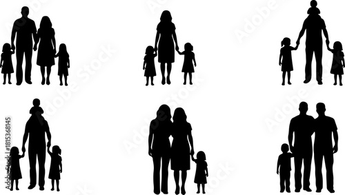 family silhouette, family bundle, family clipart, family svg, family png, family eps, family vector, parents silhouette, kids silhouette, mom dad kids, couple silhouette, children silhouette, family w