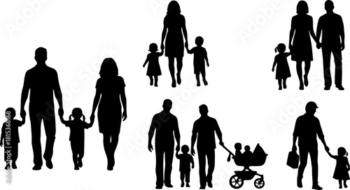 family silhouette, family bundle, family clipart, family svg, family png, family eps, family vector, parents silhouette, kids silhouette, mom dad kids, couple silhouette, children silhouette, family w