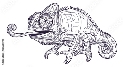 Steampunk Chameleon Illustration