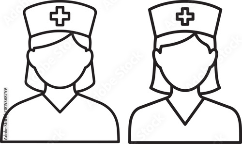 Two nurse uniforms silhouette