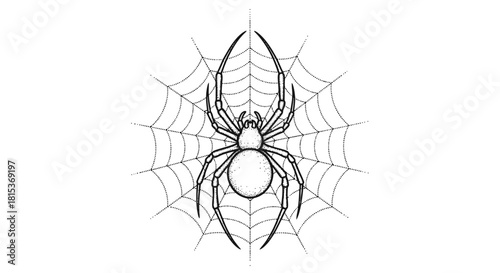 Black and White Spider Web Illustration
