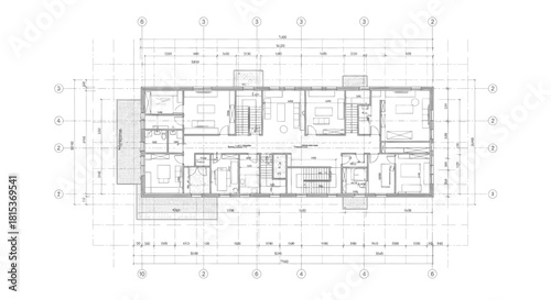 Architectural floor plan showing the layout of a building with rooms and dimensions.