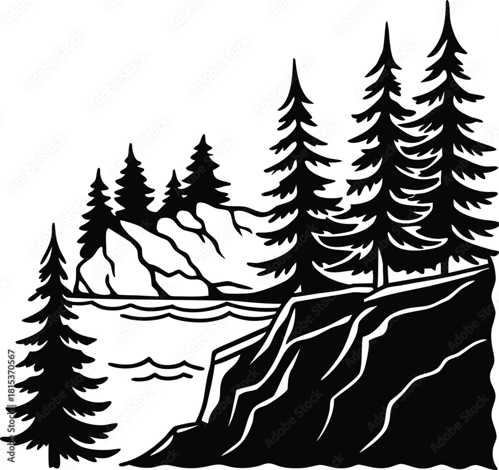 Obraz premium vector illustration of a forest