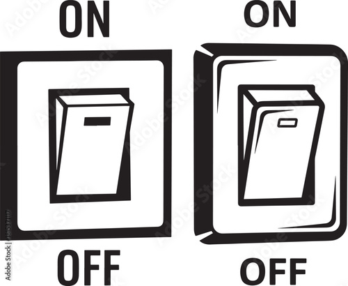 Two light switches in silhouette showing on and off positions