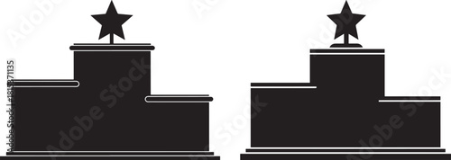 Two podium winners with stars silhouette