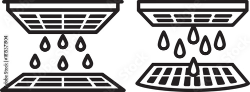Two contrasting drainage systems with falling water silhouette