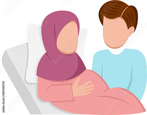 Muslim Woman In Labor With Husband