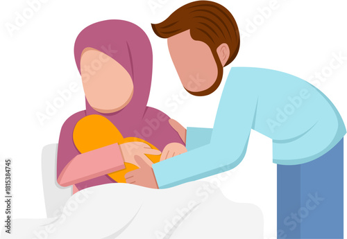 Muslim Couple With Newborn Baby