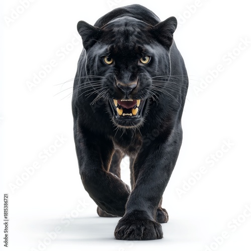 Intensity in the Shadows: A captivating image of a majestic black panther, its intense gaze and powerful stance embodying the untamed spirit of the wild.