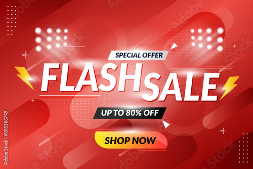 Bright flash sale banner with bold promotional text, limited time discount, online shopping announcement, digital marketing promo, ecommerce retail offer, urgent sales concept