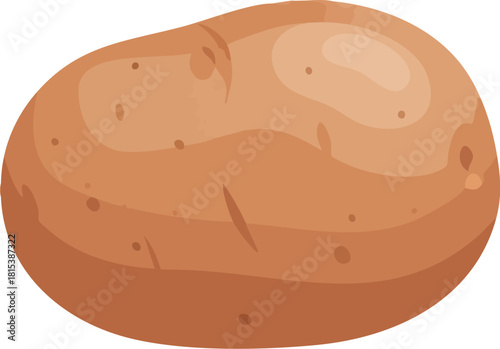 A close-up illustration of a single brown potato with visible skin texture against a white background.