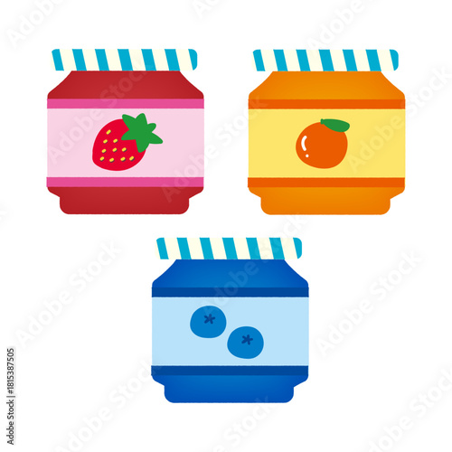 ジャムのイラストセット/いちご・マーマレード・ブルーベリー/Jam illustration set