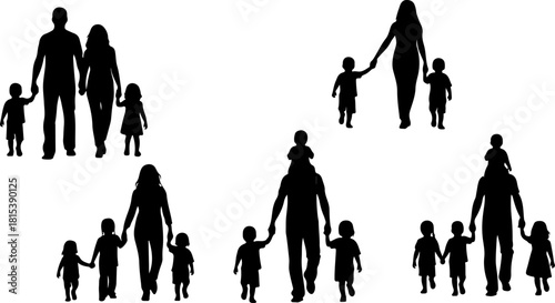 family silhouette, family bundle, family clipart, family svg, family png, family eps, family vector, parents silhouette, kids silhouette, mom dad kids, couple silhouette, children silhouette, family w
