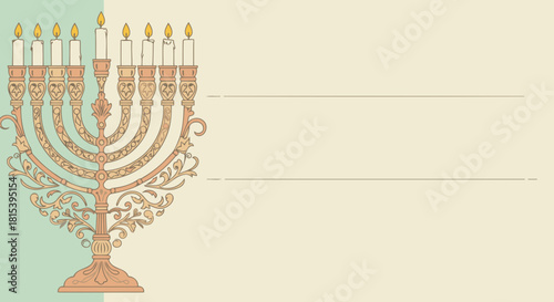 Hanukkah Menorah Illustration with Space for Text