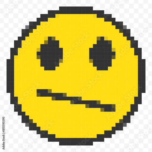 Retro Pixelated Unsure Face Expression Emoticon Graphic Illustration