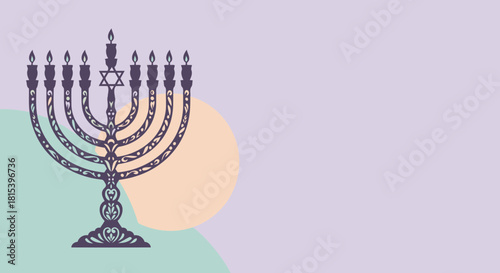 Hanukkah Illustration on Pastel Background