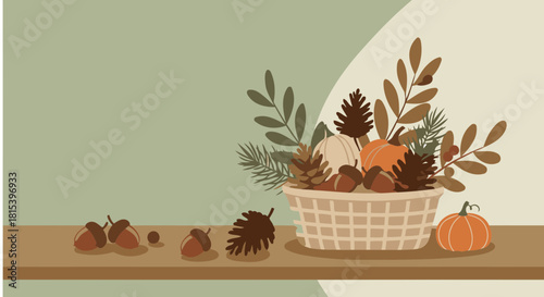 Cozy Autumn Harvest Basket Still Life