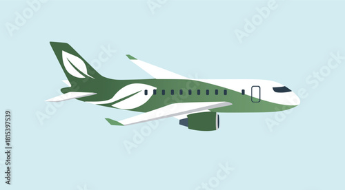 Eco-Friendly Green Airplane Illustration