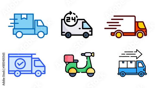 Premium Delivery Icon & Vector Pack | Fast Delivery, Delivery Bike, Delivery Truck, Emergency Delivery Illustrations