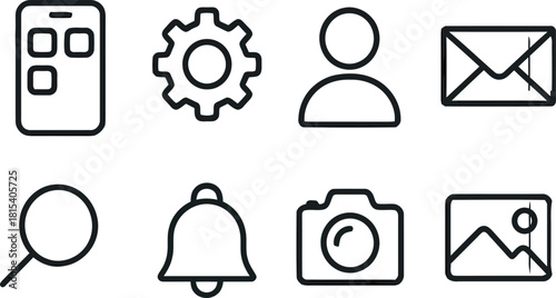 Set of simple line icons for user interface and applications