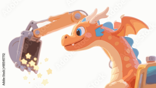 A cute baby cartoon toy horse on a white background or beach sand, isolated with wild safari animals illustration