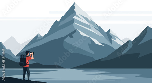 Breathtaking mountain vista captured by adventurous hiker, a stunning scenic escape for travel blogs, tourism, and outdoor adventure promotions.