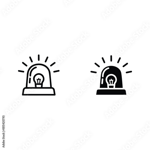 Emergency alert siren with creative light bulb icon set idea