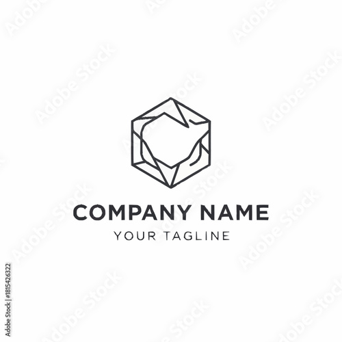 Geometric Hexagon Logo Design with Abstract Interior Elements for Modern Branding.